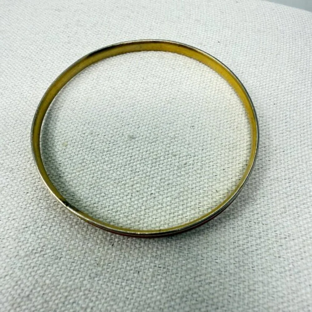Napier Red Enamel Bangle Bracelet Vintage Signed‎ Gold-Tone Retro